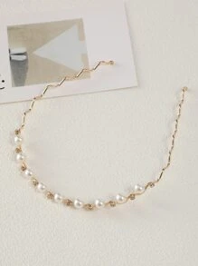 Faux Pearl Decor Headband Elegant - Multicolor - View 1