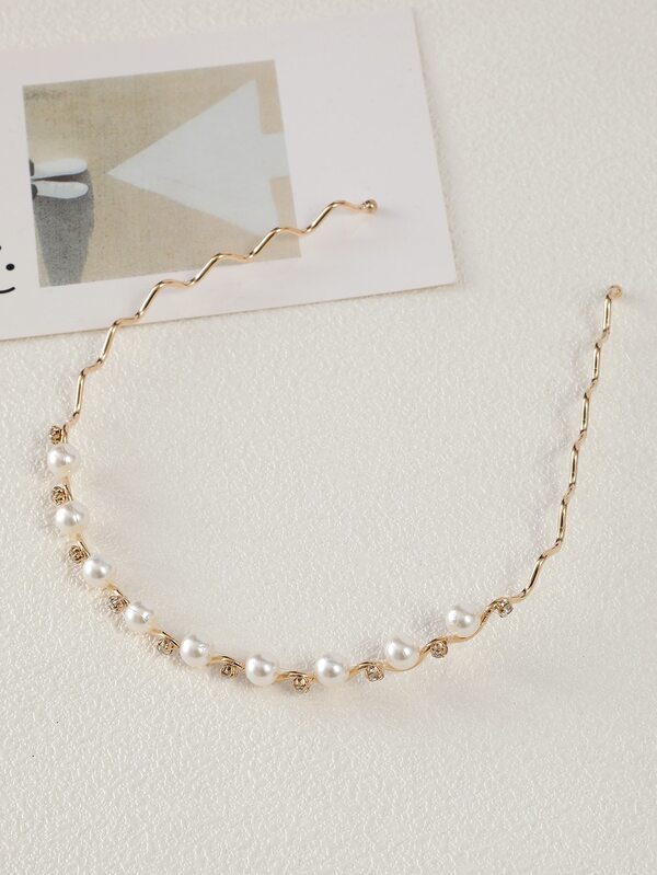 人造珍珠裝飾頭帶,優雅時尚