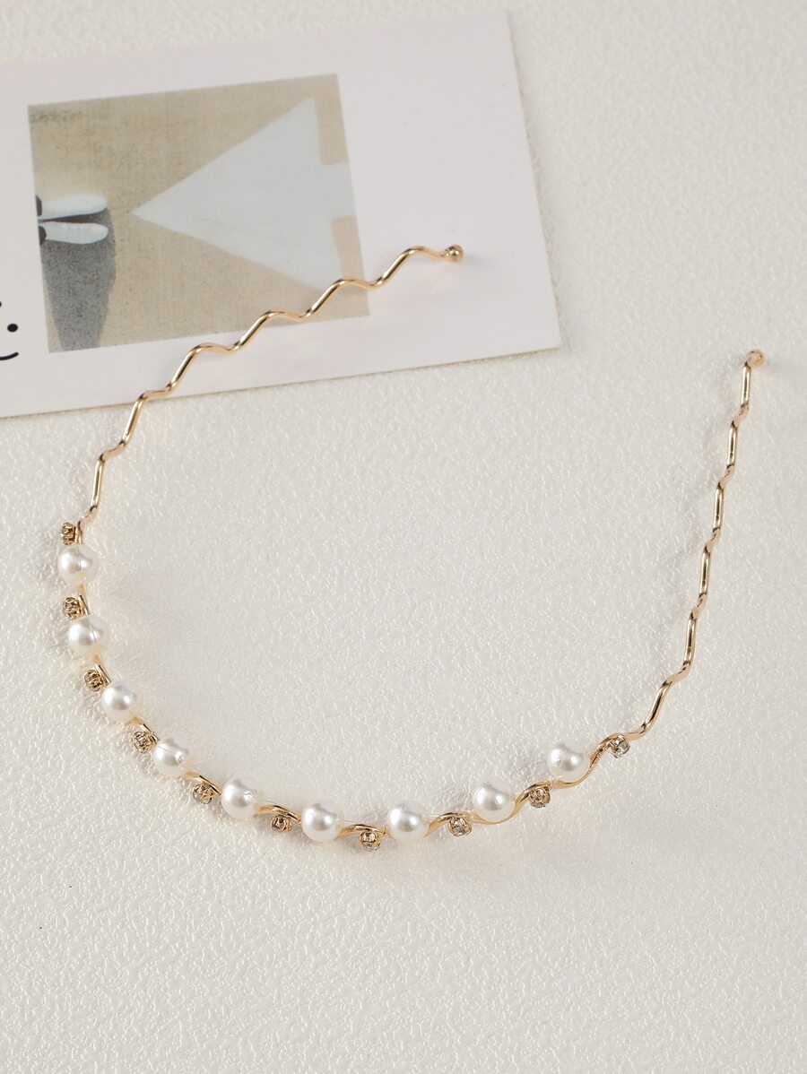 Faux Pearl Decor Headband Elegant - Multicolor - View 1