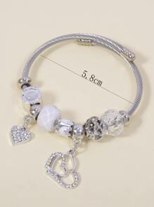 Rhinestone Heart Decor Bangle Valentines