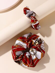 EMERY ROSE 2入組錬條圖案大腸髮圈 - 彩色 - 查看 4