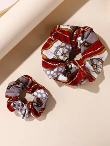 EMERY ROSE 2入組錬條圖案大腸髮圈 - 彩色 - 查看 5