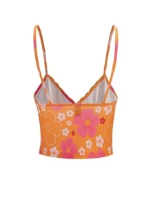 Top de tirantes floral con encaje en contraste - Multicolor - Ver 2