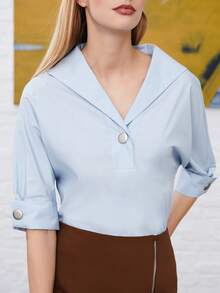 MOTF PREMIUM 水手領上衣 - 淺藍色 - 查看 7