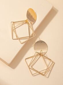 幾何耳墜 - 金黃色 - 查看 2