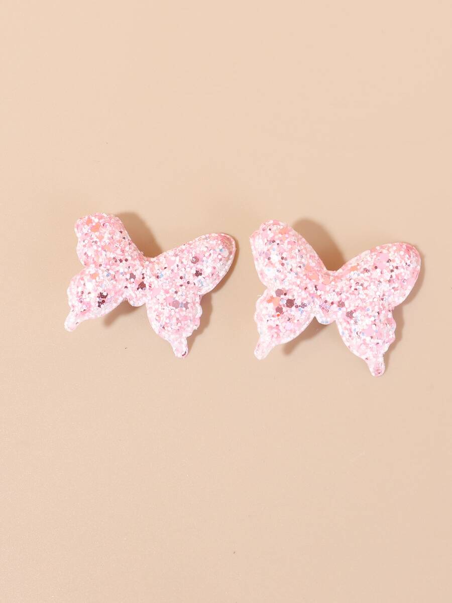 2入組小女童亮片蝴蝶裝飾髮夾 - 彩色 - 查看 1
