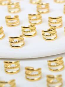 40 piezas Anillos de cabello trenzados de tres hilos dorados, accesorios de cabello de moda y personalizados - Dorado - Ver 3