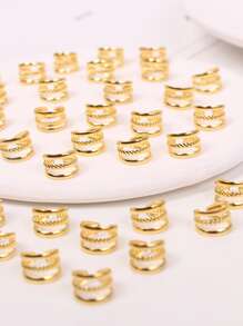 40 piezas Anillos de cabello trenzados de tres hilos dorados, accesorios de cabello de moda y personalizados - Dorado - Ver 5