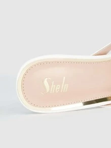 Stiletto Heeled Thong Sandals - White - View 9