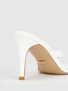 Stiletto Heeled Thong Sandals - White - View 10