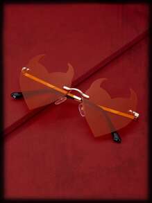 ROMWE Grunge Punk 角邊框太陽眼鏡 - 紅色 - 查看 5