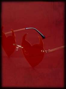 ROMWE Grunge Punk 角邊框太陽眼鏡 - 紅色 - 查看 4