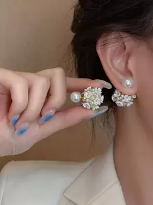 Andkiss 2 chiếc bông tai đính ngọc trai giả hình hoa Valentine, Mẹ, Mẹ, Ngày của Mẹ, Quà tặng - Nhiều màu - Xem 2