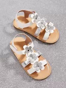 Dép Dẹt Trẻ em Đề can màu trơn Dây đeo mắt cá chân - trắng - Xem 1