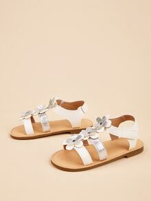 Dép Dẹt Trẻ em Đề can màu trơn Dây đeo mắt cá chân - trắng - Xem 5