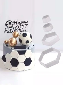 4 قطع كرة القدم قطاعة بسكويت طقم سداسي الزوايا قطاعة بسكويت بلاستيك كرة القدم قالب البسكويت شكل كرة القدم بسكويت الى قالب الخبز كيك تزيين