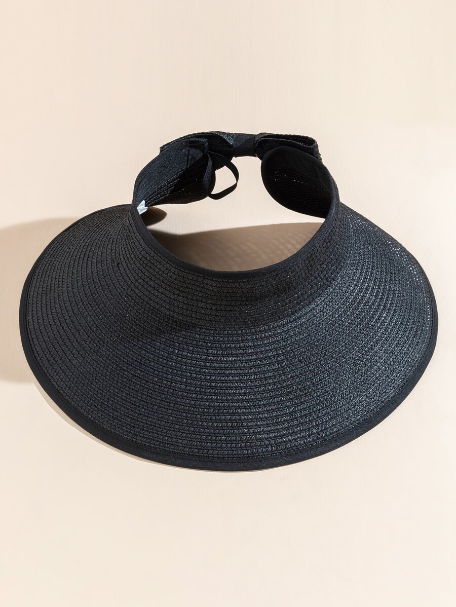 mũ rơm màu rắn - màu đen - Xem 1