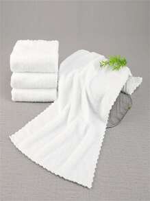 1 件纯色手巾，简约珊瑚绒毛绒生菜边吸水家用面巾家庭浴室装饰返校美容院家庭浴室