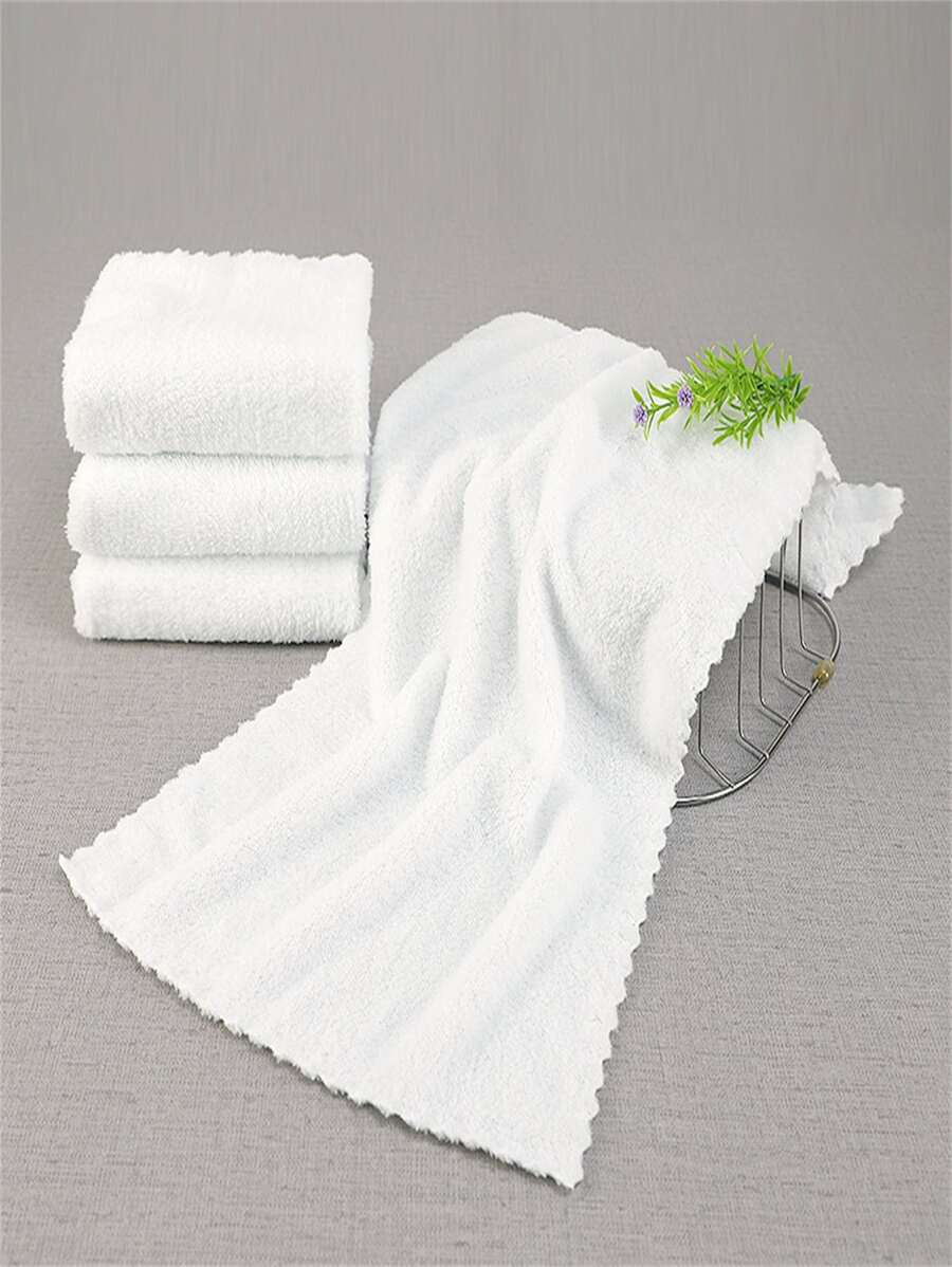 1 件纯色手巾，简约珊瑚绒毛绒生菜边吸水家用面巾家庭浴室装饰返校美容院家庭浴室