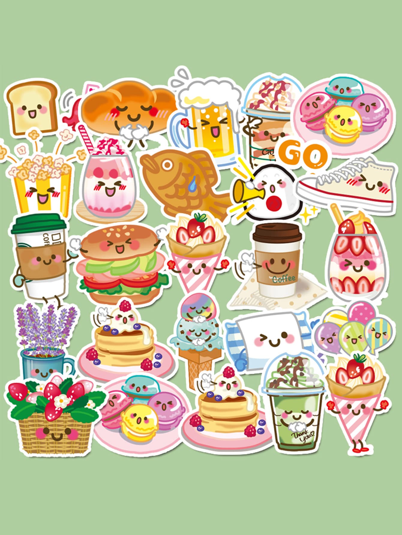 44入組餐飲圖案貼紙 - 彩色 - 查看 1