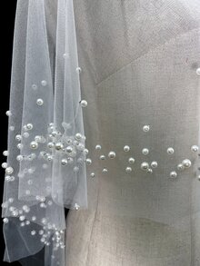 1pc Bridal Hair Clip With Pearls & Netting Design, Spring & Autumn, Ivory White; Perfect For Wedding Dress Accessories, Shawl, Cover Up, And Sun Protection - White - View 5