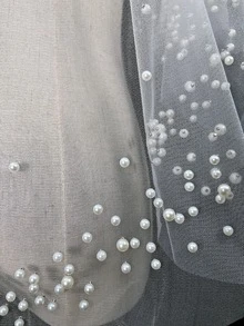 1pc Bridal Hair Clip With Pearls & Netting Design, Spring & Autumn, Ivory White; Perfect For Wedding Dress Accessories, Shawl, Cover Up, And Sun Protection - White - View 8