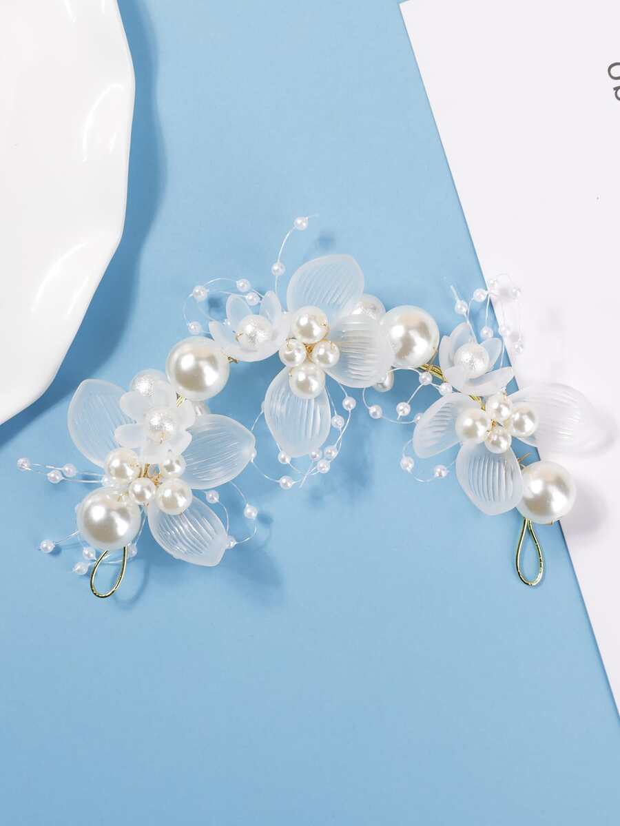 Niñas Accesorio de pelo con diseño de perla artificial - Blanco - Ver 1