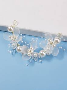 Niñas Accesorio de pelo con diseño de perla artificial - Blanco - Ver 2