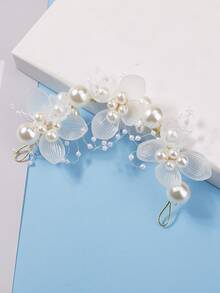 Niñas Accesorio de pelo con diseño de perla artificial - Blanco - Ver 5