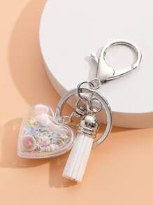 流蘇和心形墜飾鑰匙圈 - 彩色 - 查看 1