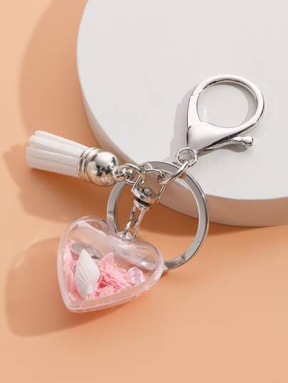 流蘇和心形墜飾鑰匙圈