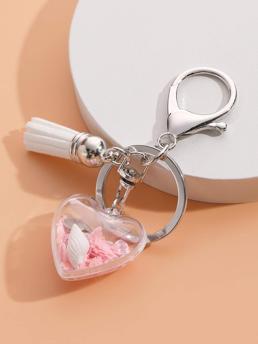 流蘇和心形墜飾鑰匙圈 - 彩色 - 查看 1