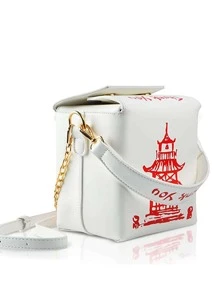 Fashion Crossbody Shoulder Bag, i5 Chinese Takeout Box Purse with Comfortable Chain Strap Mini Colorblock Letter Graphic Square Bag - Multicolor - View 1