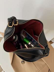 Minimalist Bucket Bag - Black - View 3