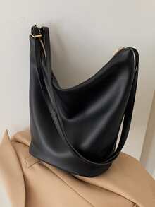 Minimalist Bucket Bag - Black - View 4