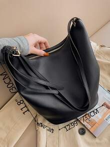 Minimalist Bucket Bag - Black - View 5