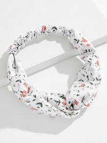 Flower Print Twist Hair Band - Multicolor - View 5