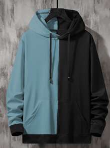 Manfinity EMRG Hombres Sudadera de dos tonos con diseño con cordón con bolsillo - Multicolor - Ver 2