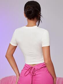 SHEIN ICON Bikercore 90s Car and Letter Graphic Crop Tee - White - View 5