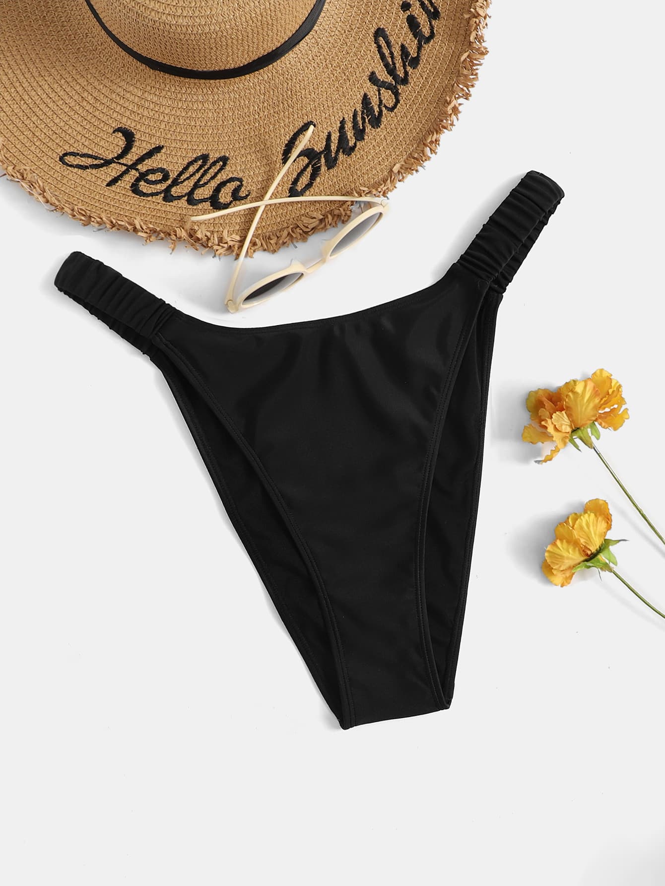 Swim Vcay Summer Beach Plus Solid Bikini Bottom - Black - View 1