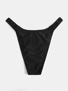 Swim Vcay Summer Beach Plus Solid Bikini Bottom - Black - View 2