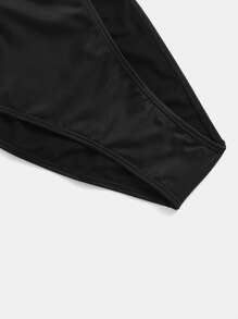 Swim Vcay Summer Beach Plus Solid Bikini Bottom - Black - View 3