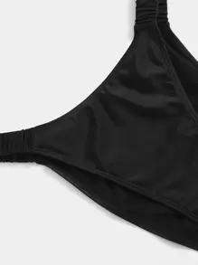 Swim Vcay Summer Beach Plus Solid Bikini Bottom - Black - View 4