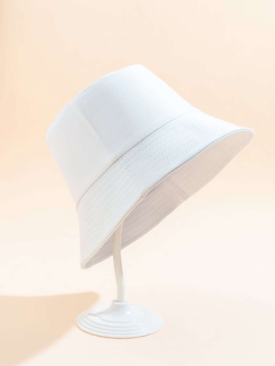 兒童素色漁夫帽 - 白色 - 查看 1