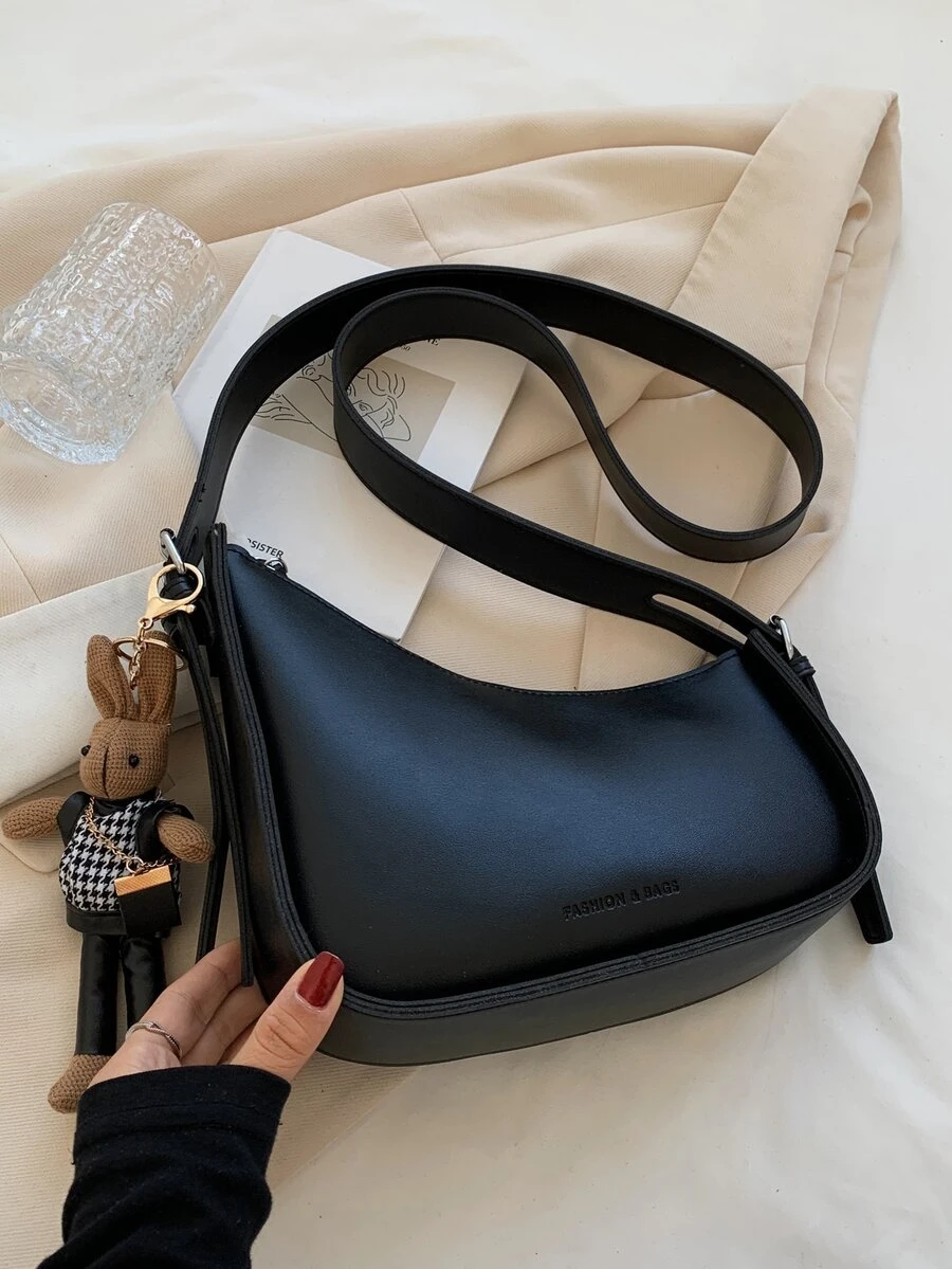 Túi Crossbody Nữ Lá thư Có thể điều chỉnh được Đúng mốt - màu đen - Xem 1