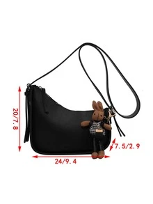 Túi Crossbody Nữ Lá thư Có thể điều chỉnh được Đúng mốt - màu đen - Xem 6