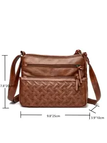 Heart Detail Zip Front Square Bag - Brown - View 4