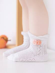 6pairs Toddler Girls Flower Decor Socks - Multicolor - View 2