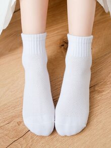 5雙兒童素色中筒襪 - 白色 - 查看 2