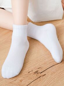 5雙兒童素色中筒襪 - 白色 - 查看 5